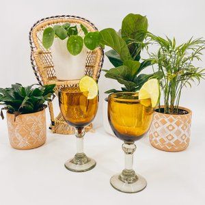Vintage Boho Wine Cocktail Glasses Set of 2 Glass